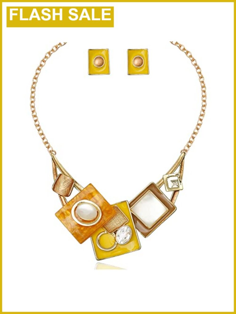 Gold Plated Bohemian Necklace Earrings Jewelry Set Austrian Crystal